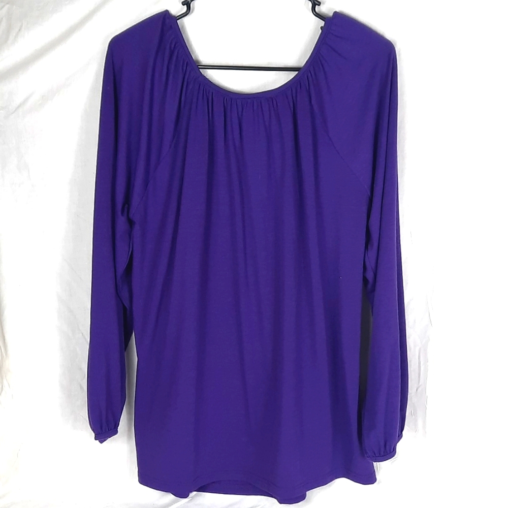 Ella Samani Womens Stretch Blouse 1X Purple NEW With Tag - Picture 7 of 10